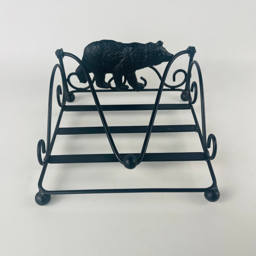Black Bear Metal Napkin Holder